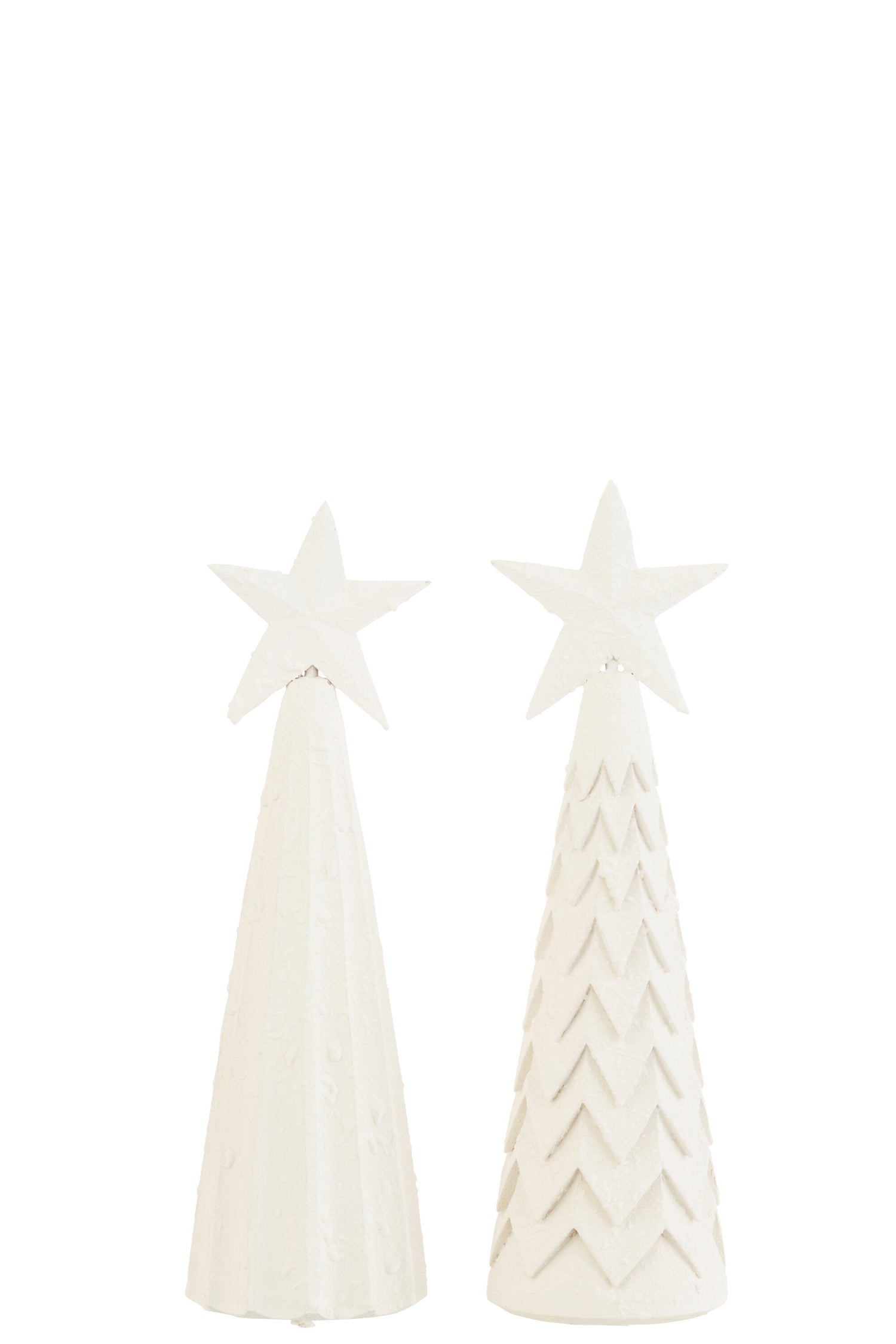 J-Line decoratie Kerstboom - hout - wit - large - 2 stuks