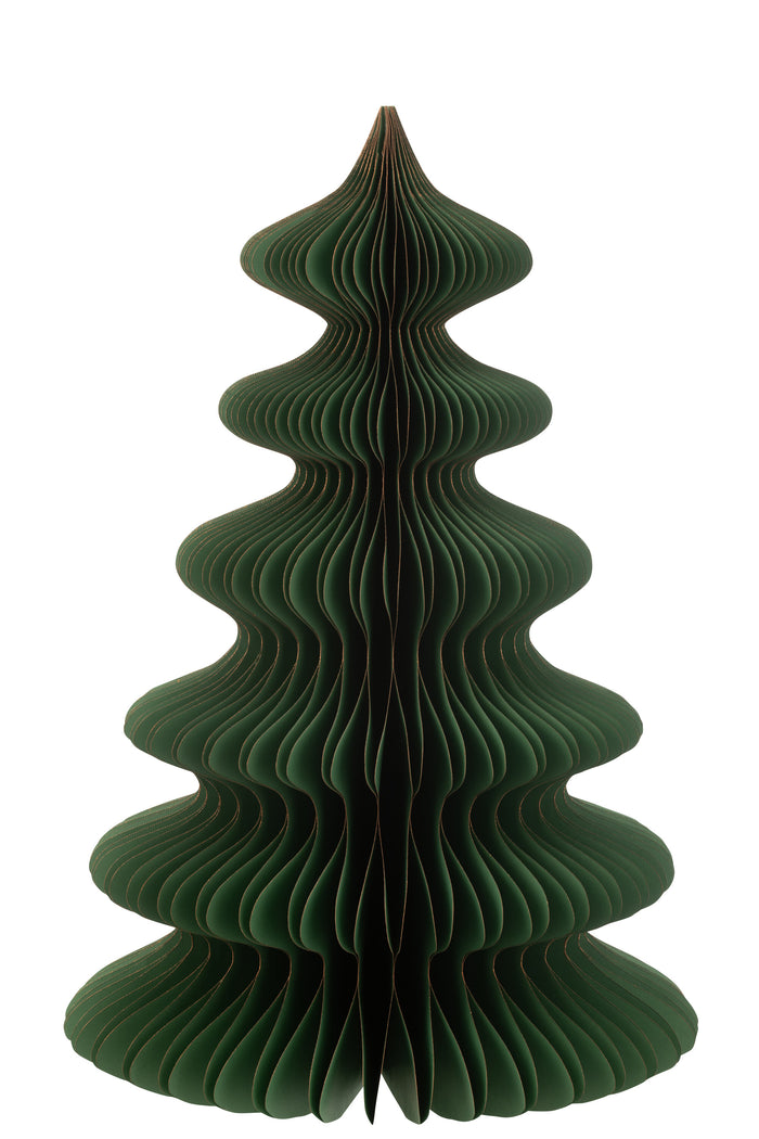 J-Line decoratie christmas tree waves - papier - donkergroen