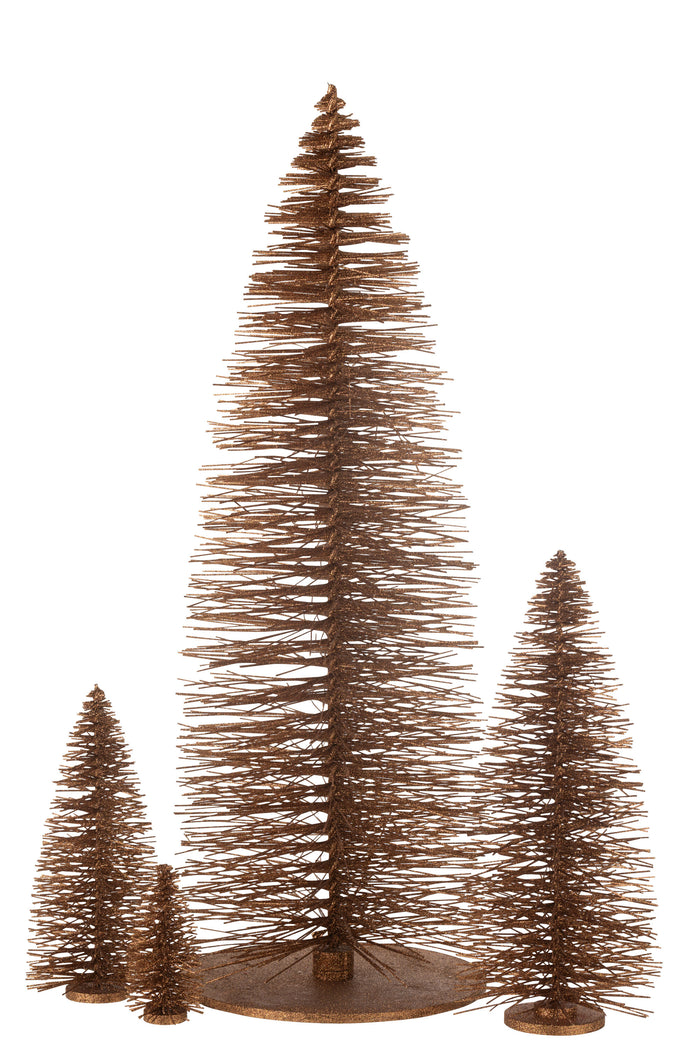 J-Line decoratie Kerstboom Glitter - hout - bruin - extra large