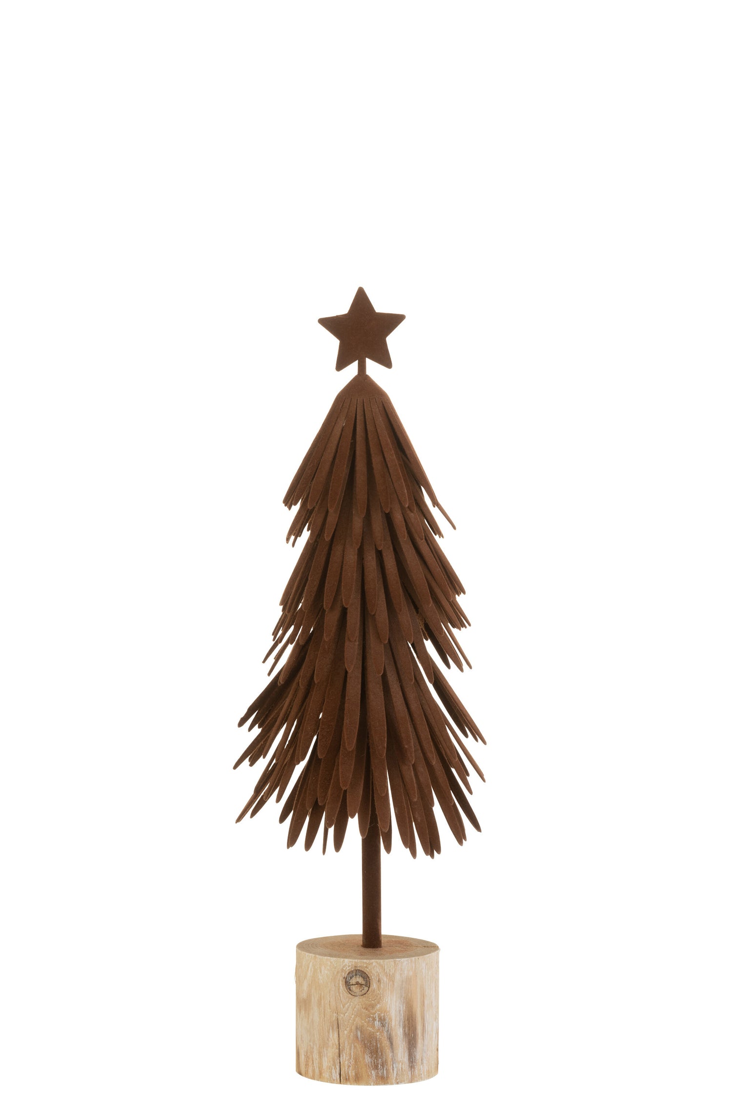 J-Line decoratie kerstboom Op Voet + Ster - fluweel|hout
