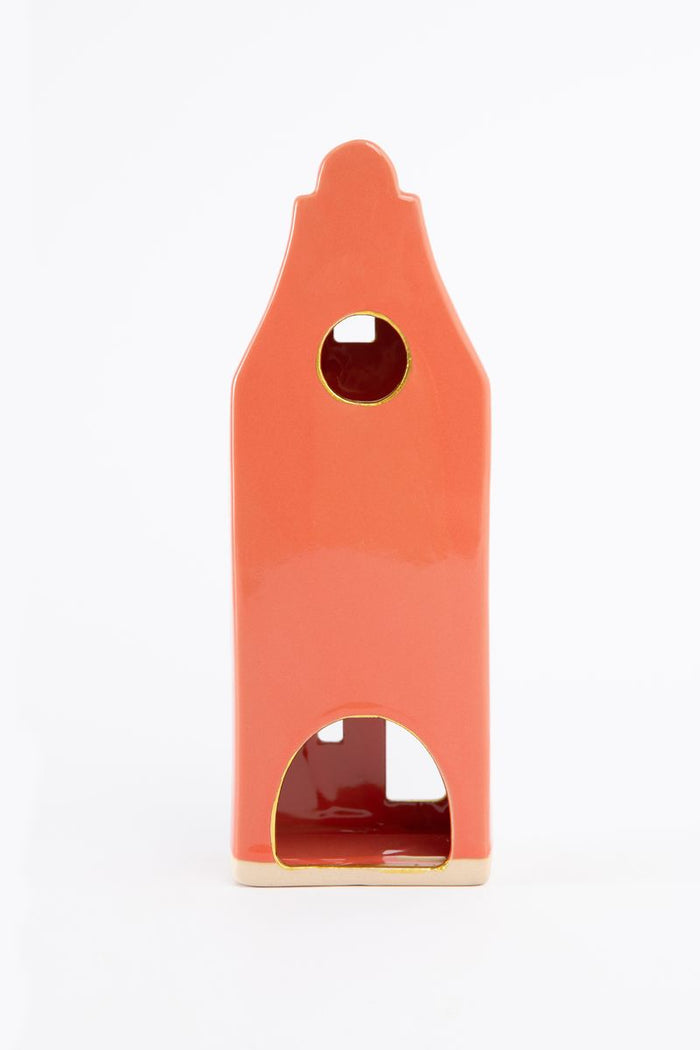 Sissy-Boy Lichtroze waxinelichthouder huisje met klokgevel