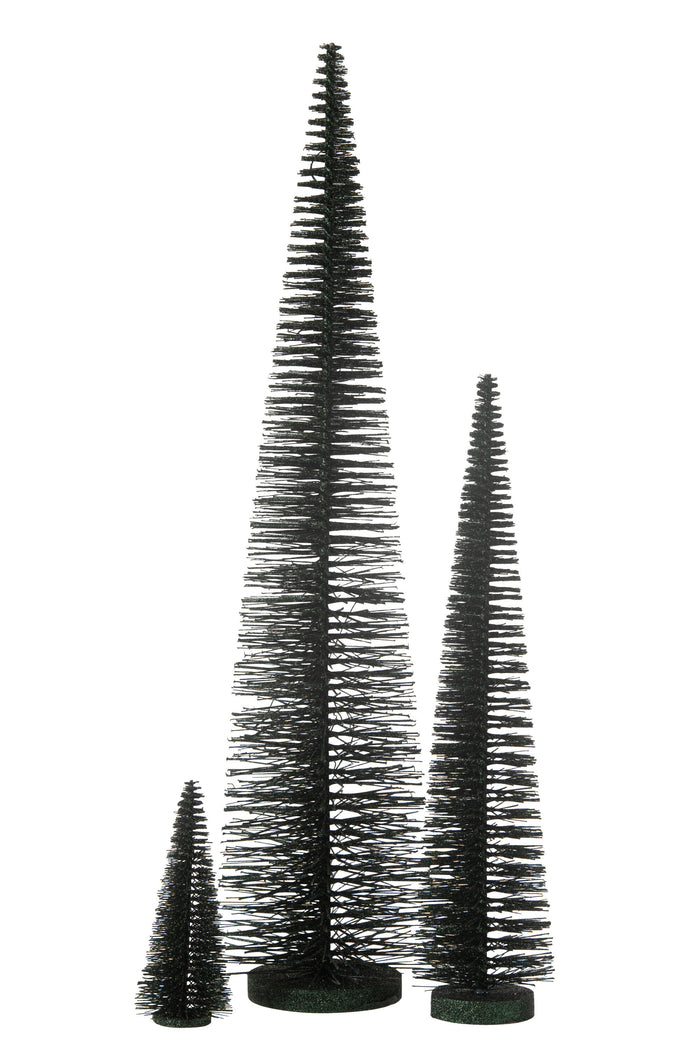 J-Line decoratie Kerstboom Glitter - kunststof - donkergroen