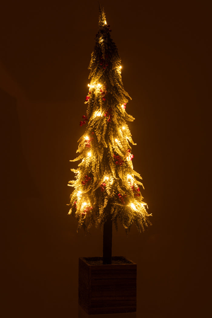 J-Line decoratie kerstboom Sneeuw - kunststof - groen|rood -