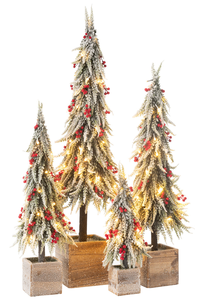 J-Line decoratie kerstboom Sneeuw - kunststof - groen|rood -