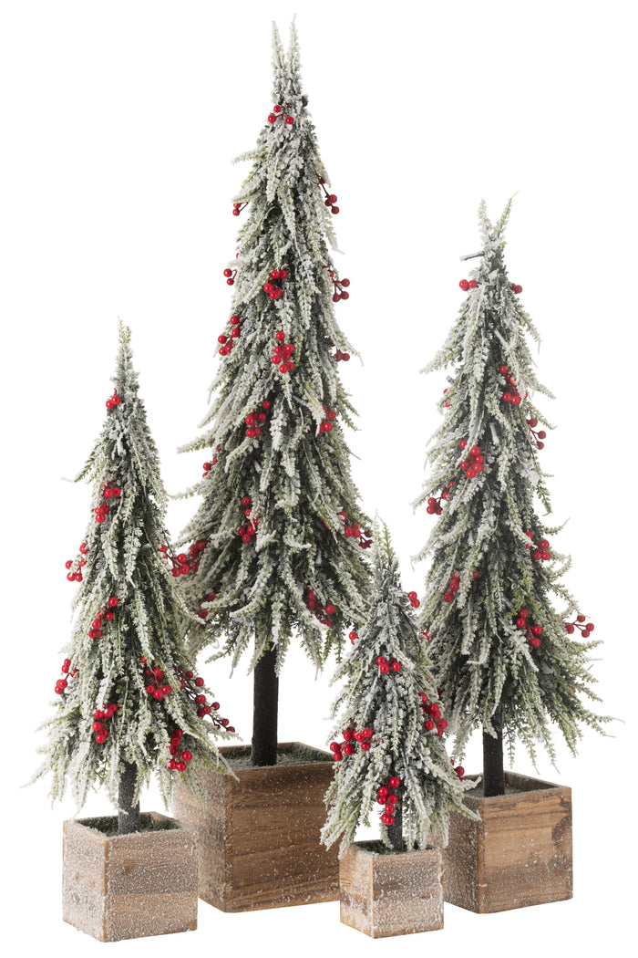 J-Line decoratie kerstboom Sneeuw - kunststof - groen|rood -