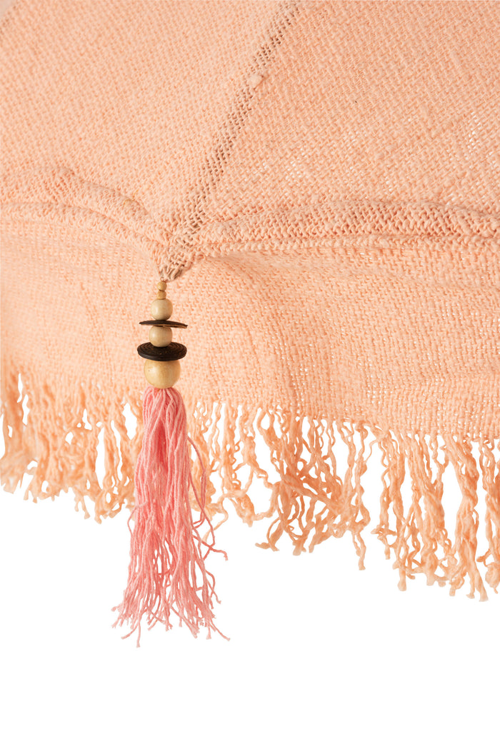 J-Line parasol + Voet Kwastjes|Schelpen - hout - zalm|donkerbruin - small