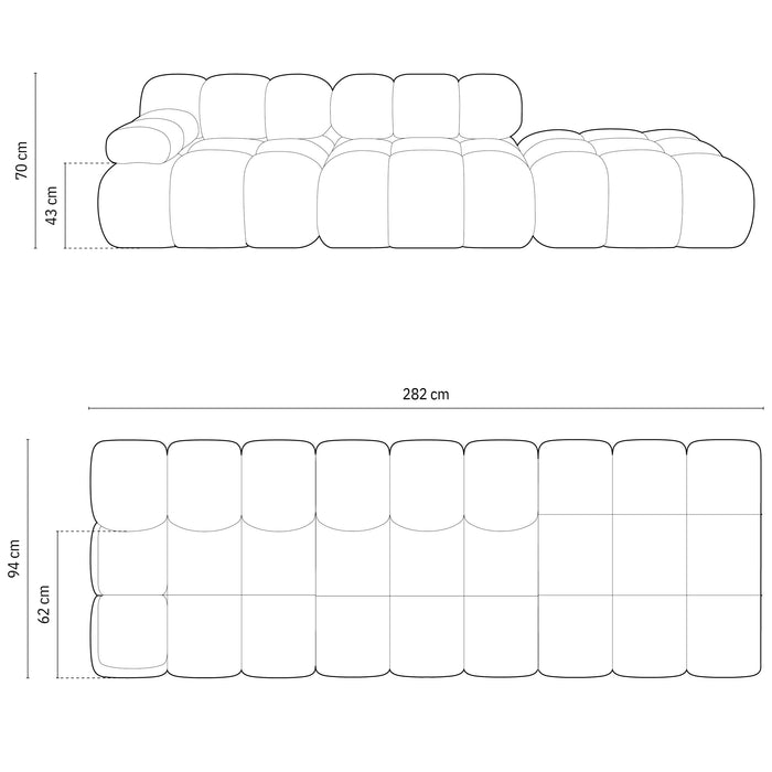 Milo Casa Tropea Modulaire 2-zitsbank Rechts Open met Hocker - Koningsblauw