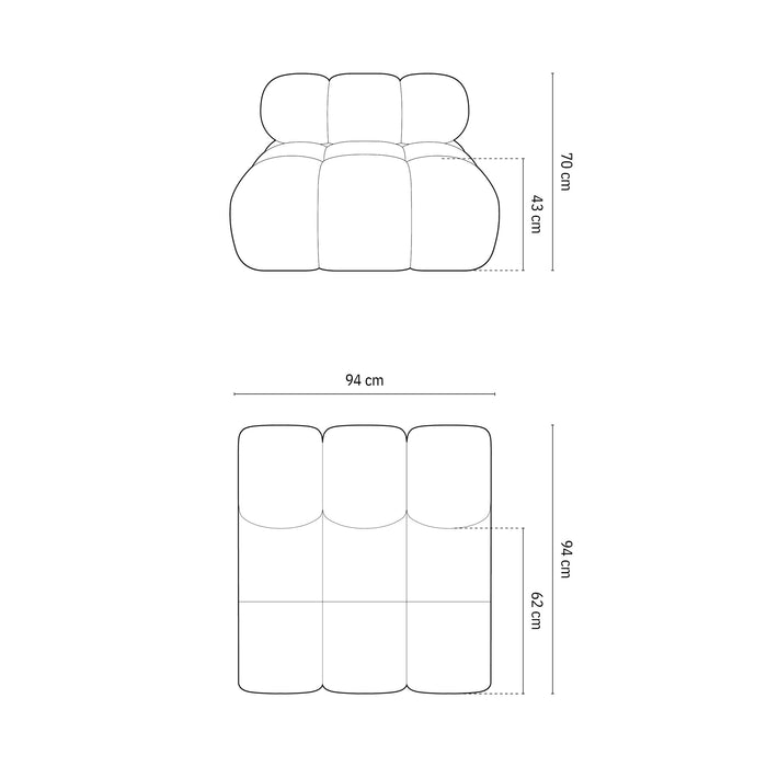 Milo Casa Tropea Modulair Bank Element - Middenstuk - Zwart