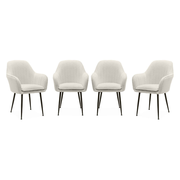sweeek - Set van 4 stoelen in bouclé met metalen poten