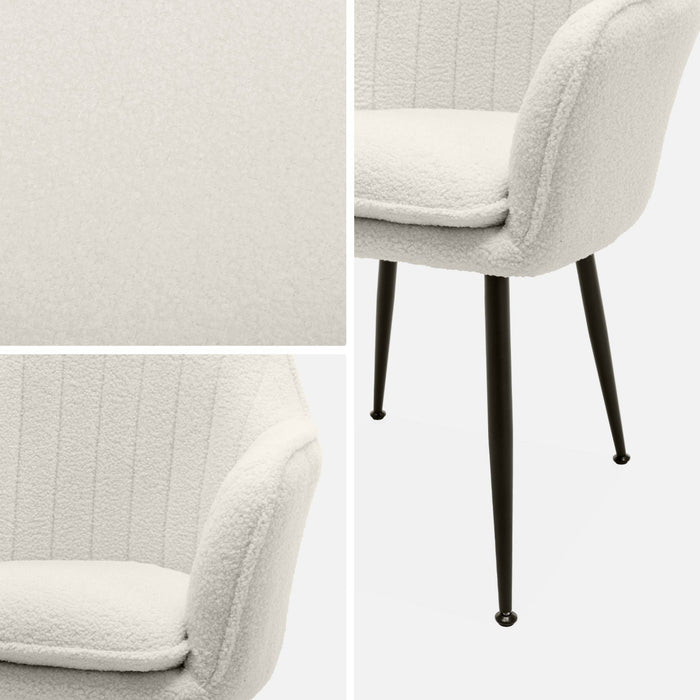 sweeek - Set van 4 stoelen in bouclé met metalen poten