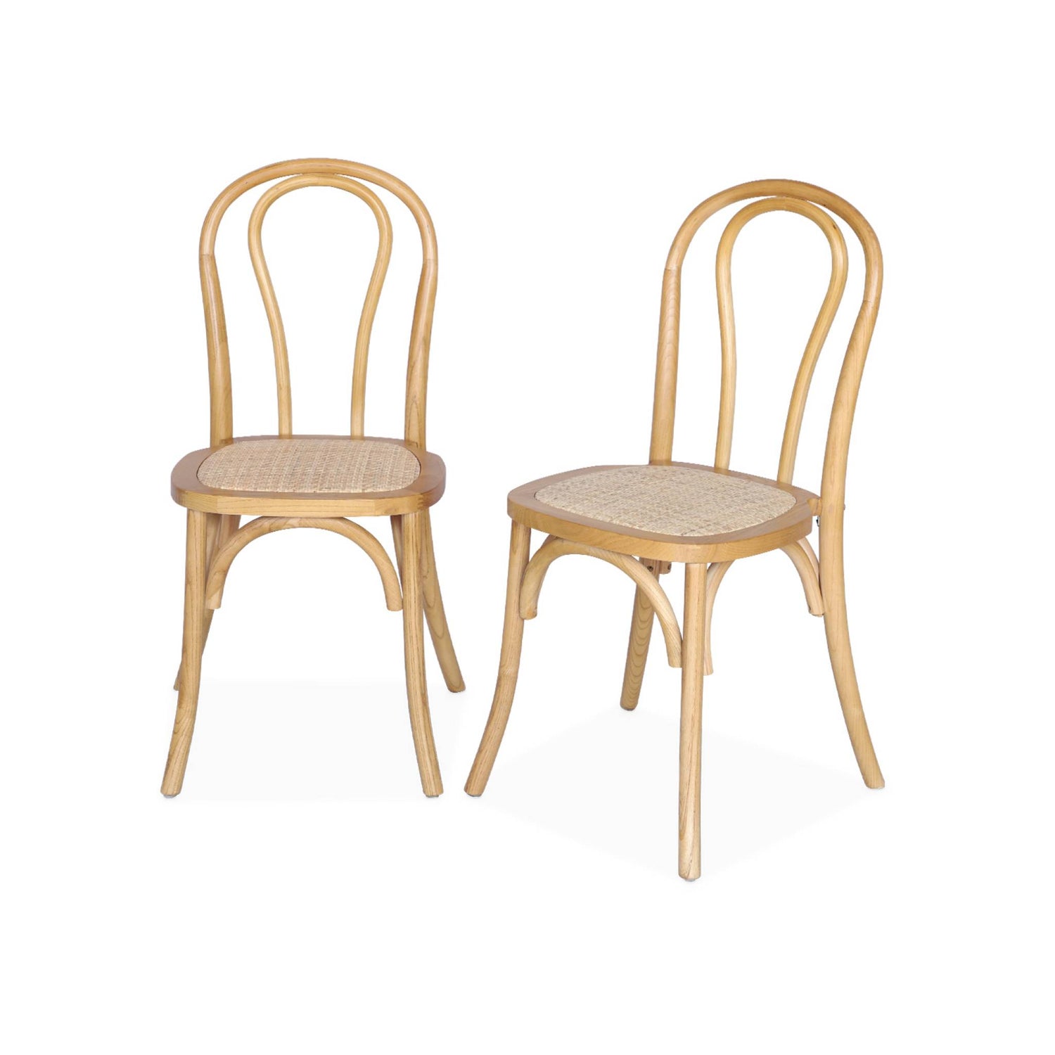sweeek - Vintage houten en rotan stoel (set van 2)