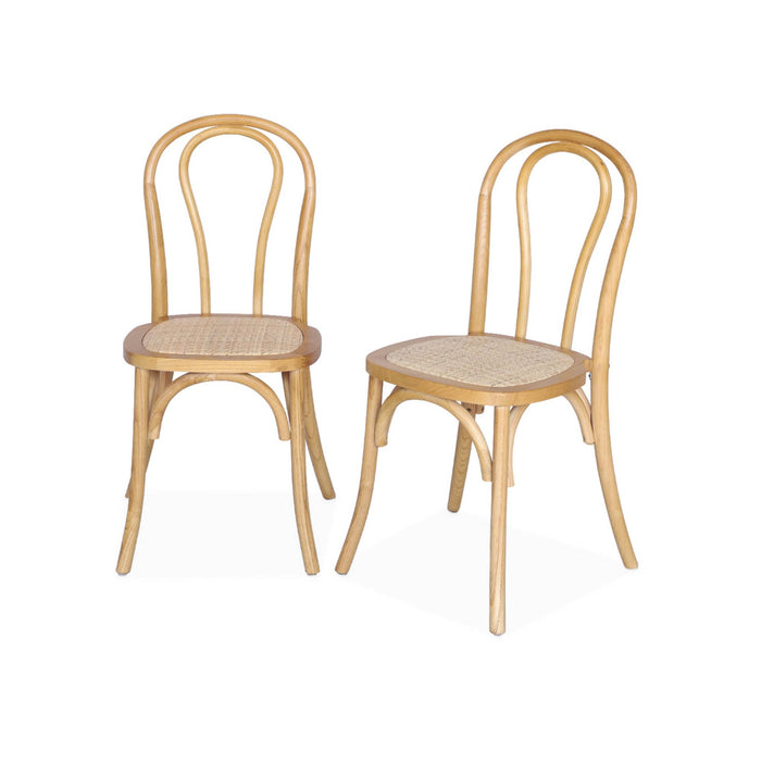 sweeek - Vintage houten en rotan stoel (set van 2)