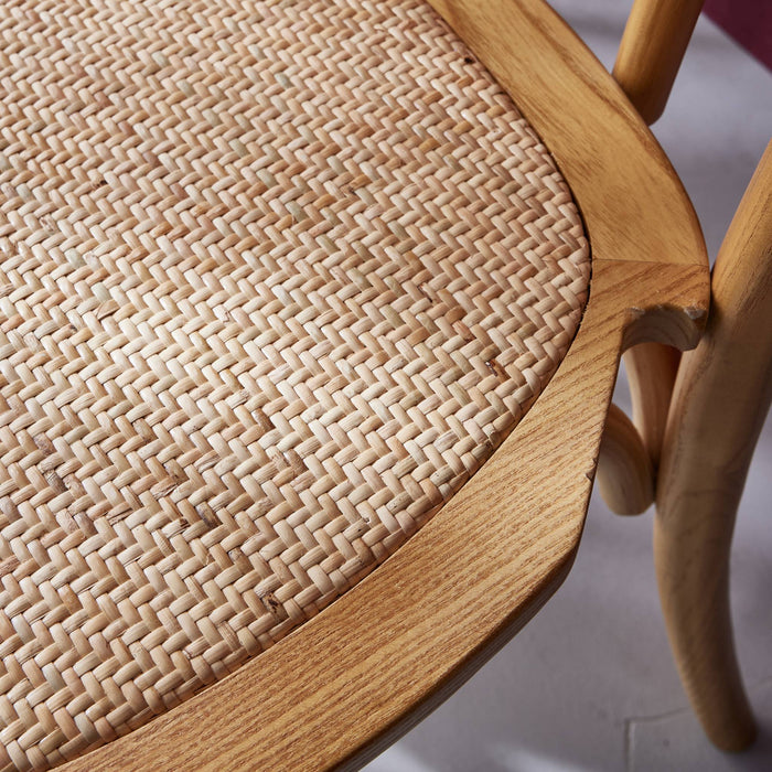 sweeek - Vintage houten en rotan stoel (set van 2)