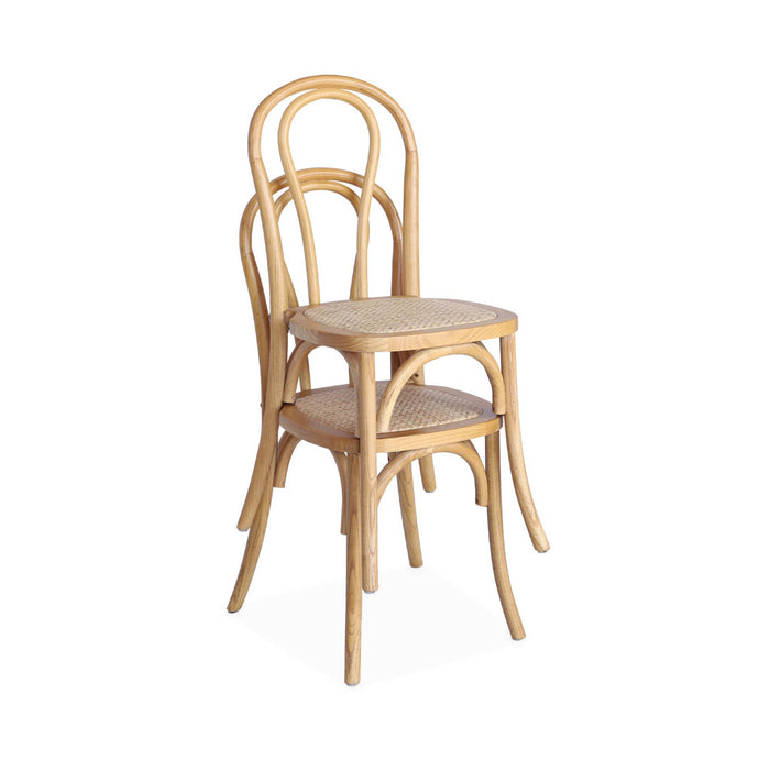 sweeek - Vintage houten en rotan stoel (set van 2)