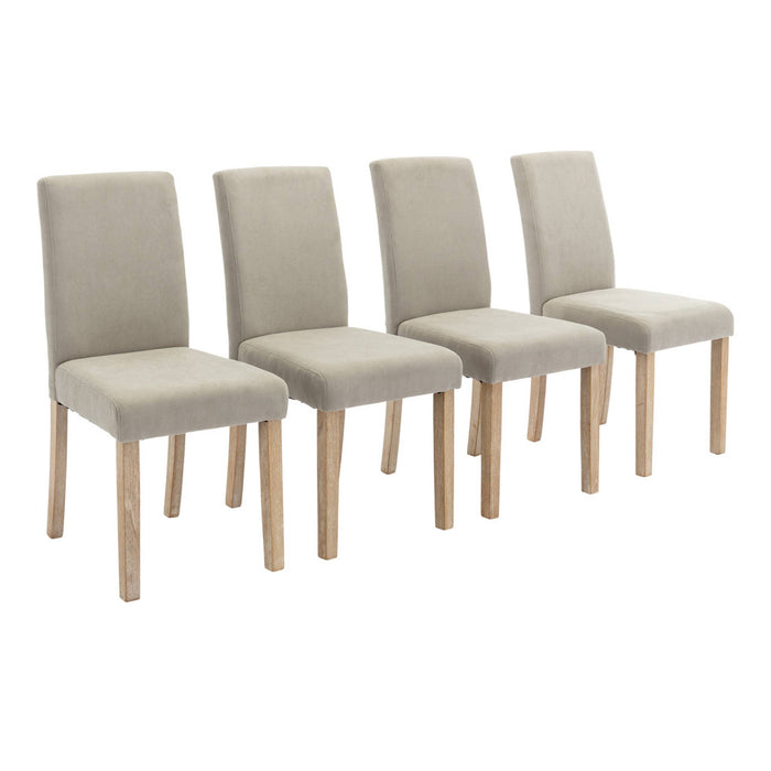 sweeek - Corduroy stoelen met houten poten, set van 4
