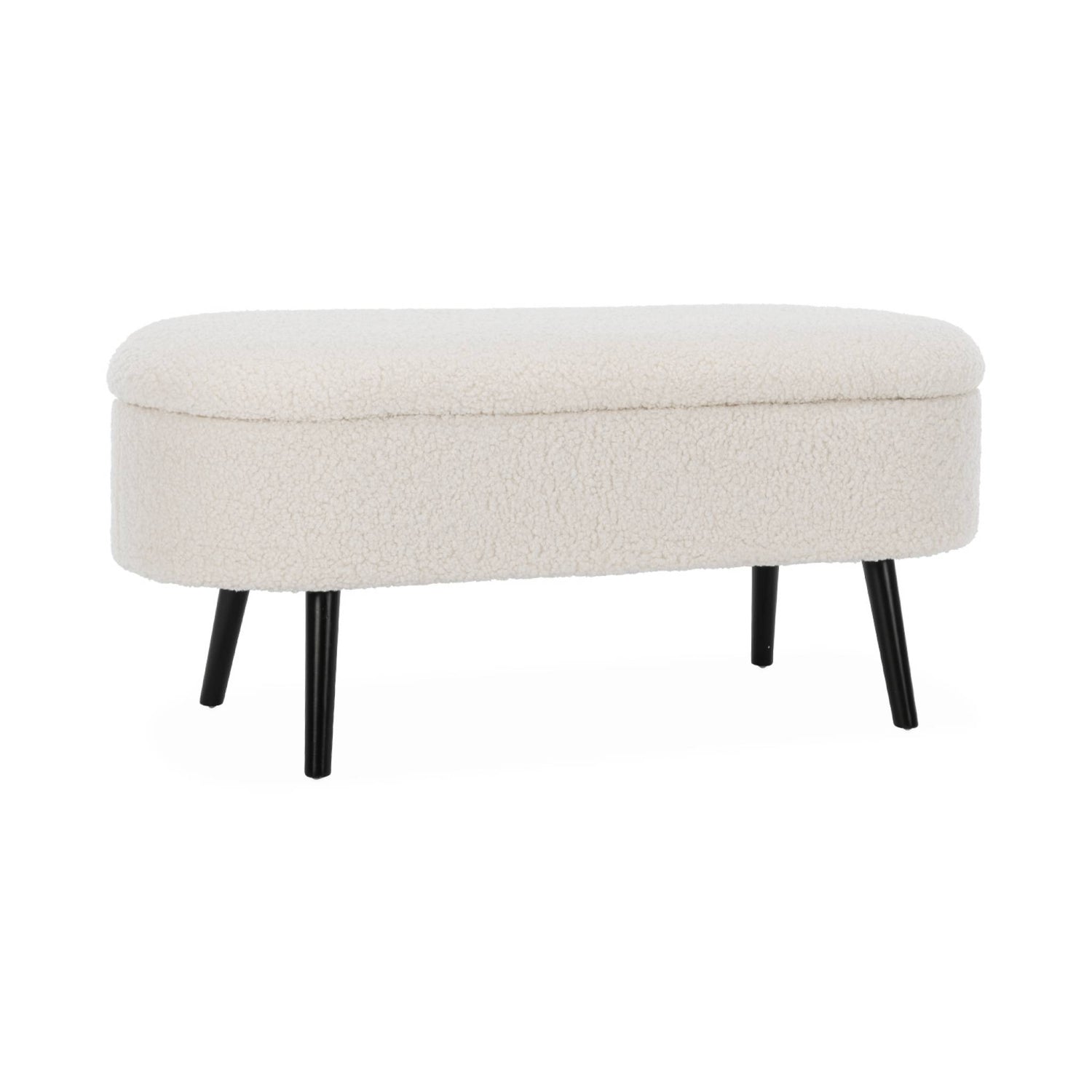 sweeek - Bank, bedeinde boucléstof, poten van zwart heveahout