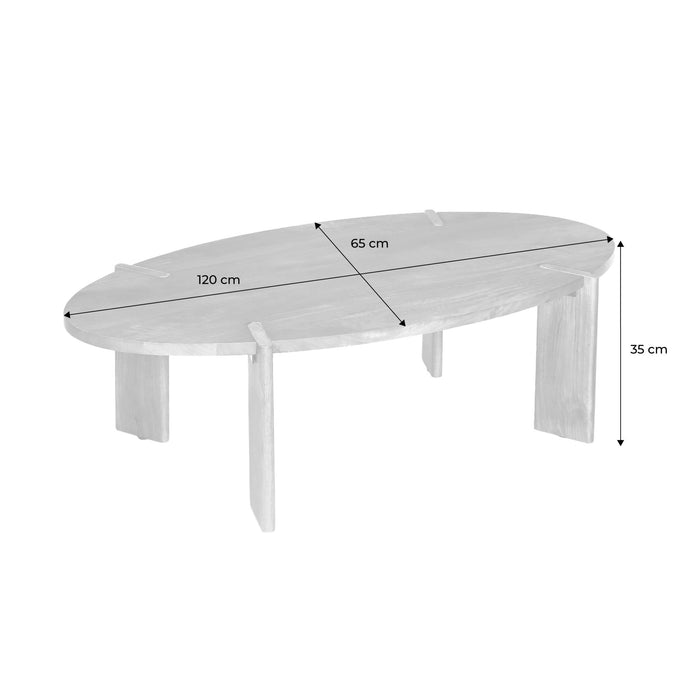 sweeek - Ovale salontafel in massief hout 120cm