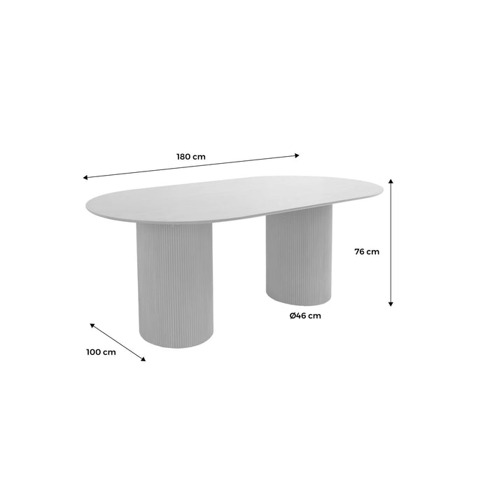 sweeek - Langwerpige eettafel met gesneden houteffect, 4-6