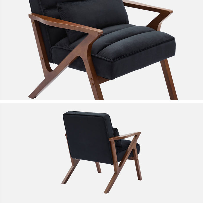 sweeek - Scandinavische fauteuil in heveahout en velours