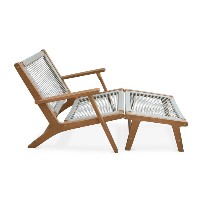 sweeek - Tuinstoel met voetsteun van hout en touw (set van 2)