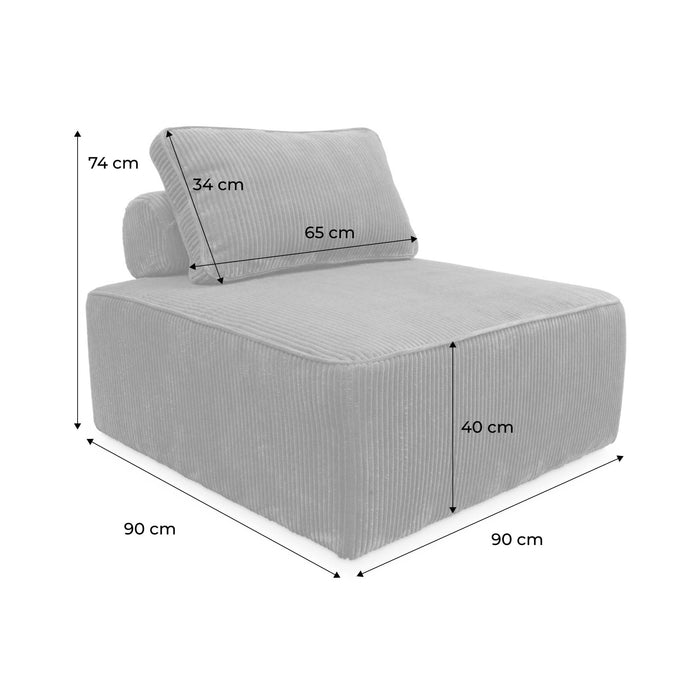sweeek - Fauteuil voor modulaire bank ribfluweel (set van 2)