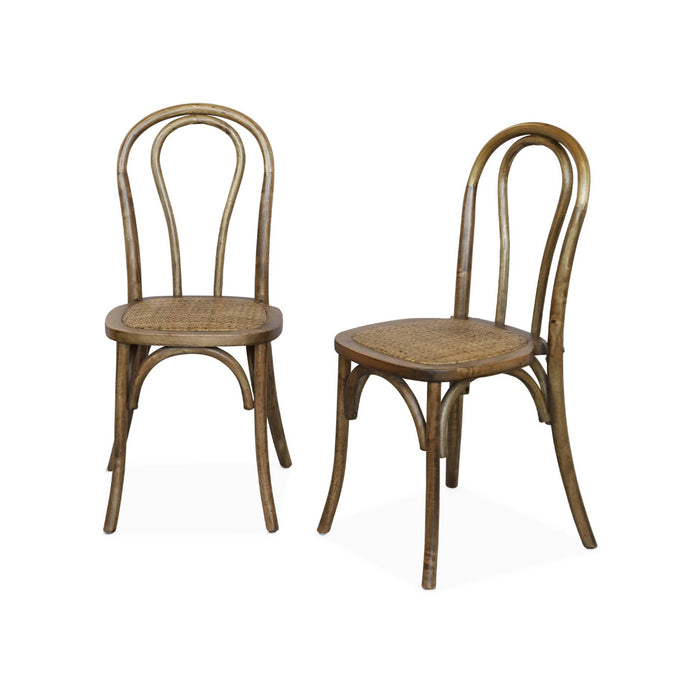 sweeek - Vintage houten en rotan stoel (set van 2)