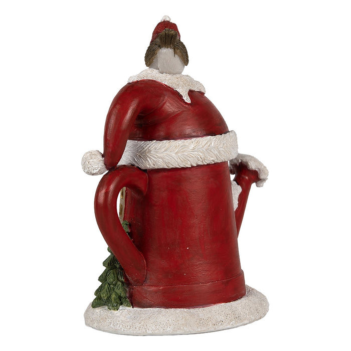 Clayre & Eef Decoratie Huis met LED Gieter 13x10x16 cm Rood Polyresin