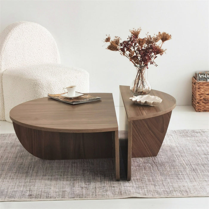 Giga Meubel - Salontafel Walnoot Hout - 90x90x35cm - Podium