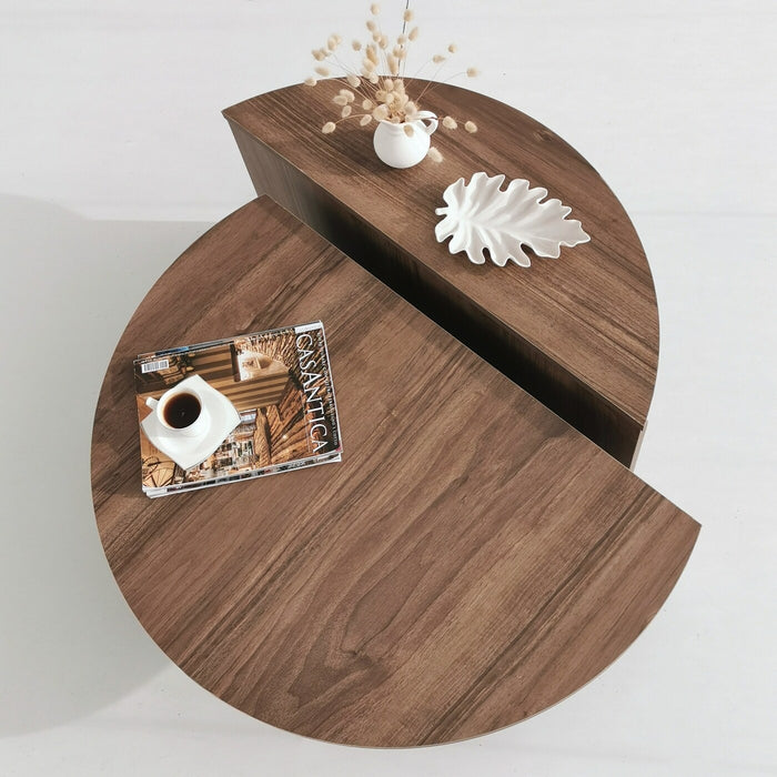 Giga Meubel - Salontafel Walnoot Hout - 90x90x35cm - Podium