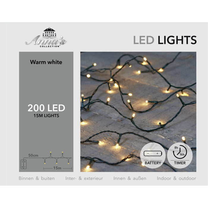 Anna's Collection kerstverlichting - warm wit - 1500 cm -200 leds