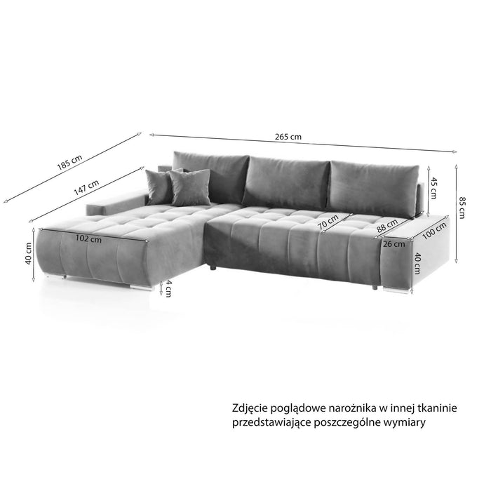 NADUVI Collection Hoekbank Olivia links velvet met slaapfunctie