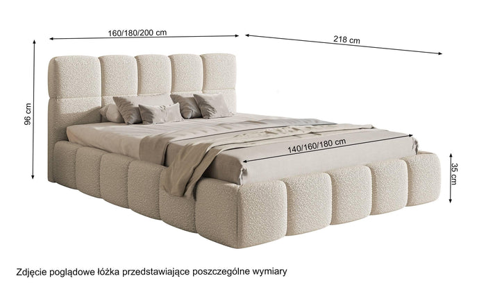 NADUVI Collection Bedframe Chloe bouclé met opbergruimte 180 x 200 cm