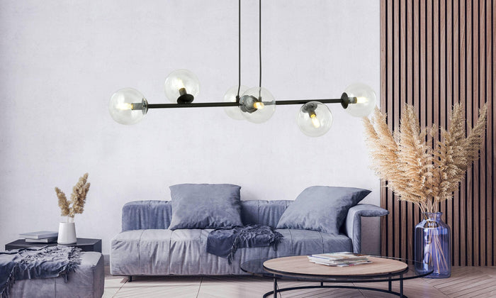 NADUVI Collection Zwarte hanglamp eettafel Valentino 6-lichts