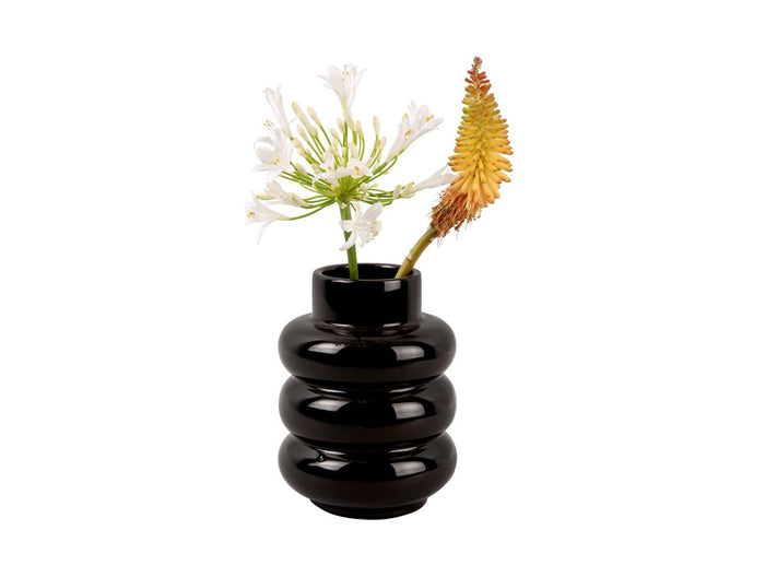 present time - Vase Bobbly Glazed ceramic medium black