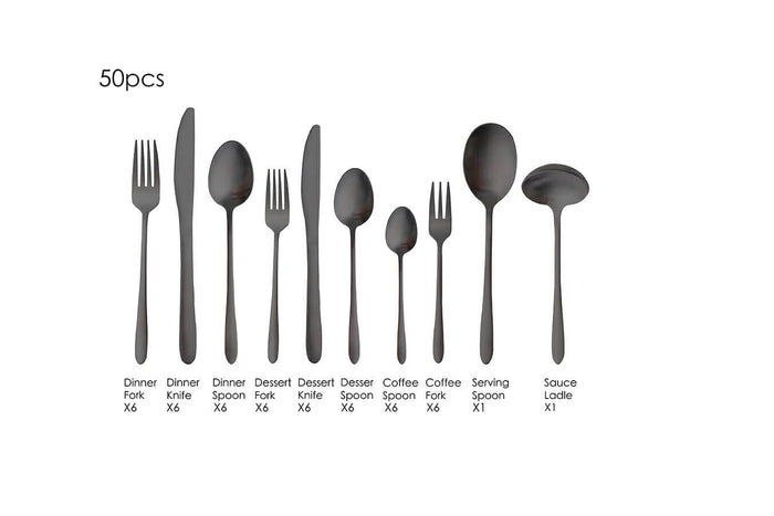 Buccan - Bestekset - London - 50 delig - Zwart