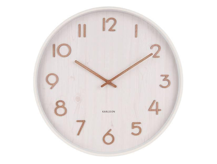 Karlsson - Wandklok Pure - Wit lindehout - Large - Ø60cm