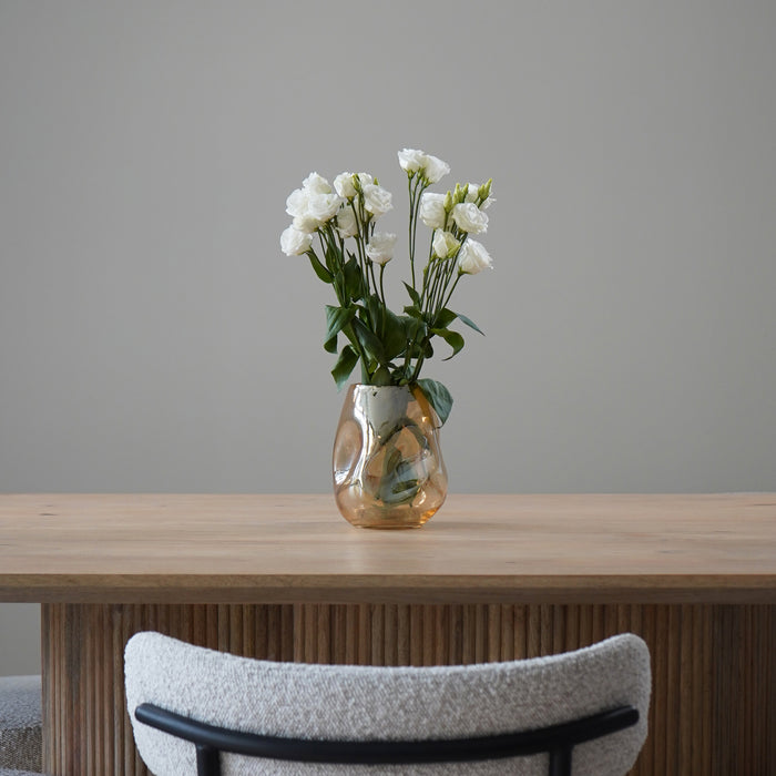 QUVIO Vaas gekreukt - Maat S - Glas - Beige