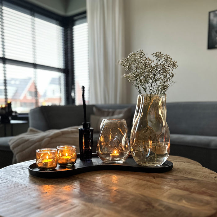 QUVIO Vaas gekreukt - Maat S - Glas - Beige