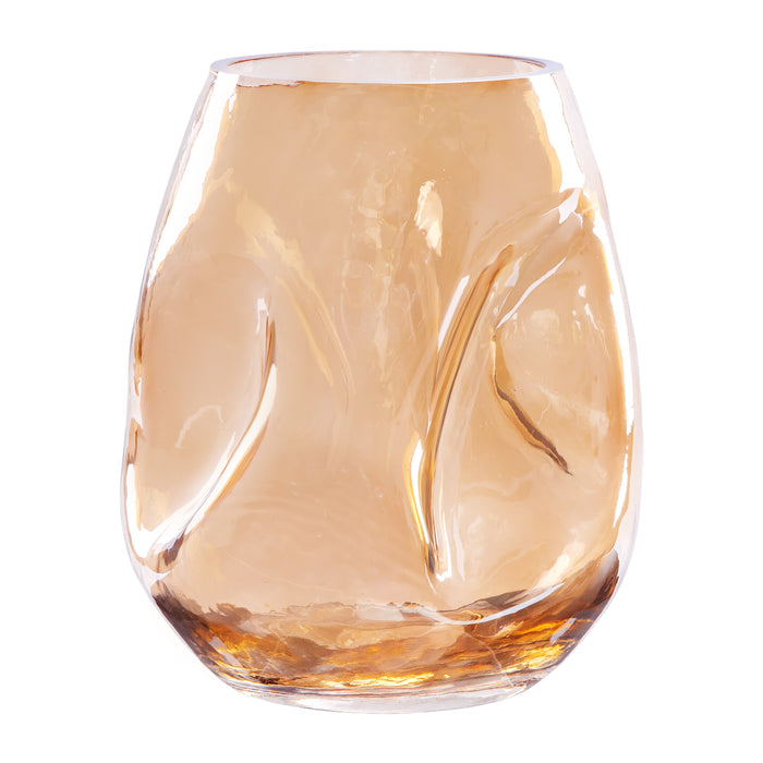 QUVIO Vaas gekreukt - Maat S - Glas - Beige