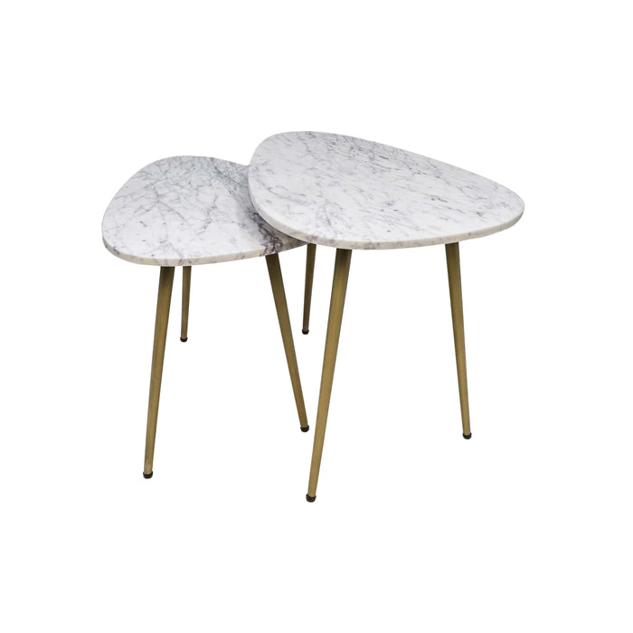 HSM Salontafel Marseille - 61x44x45|51x36x40 - Wit|goud