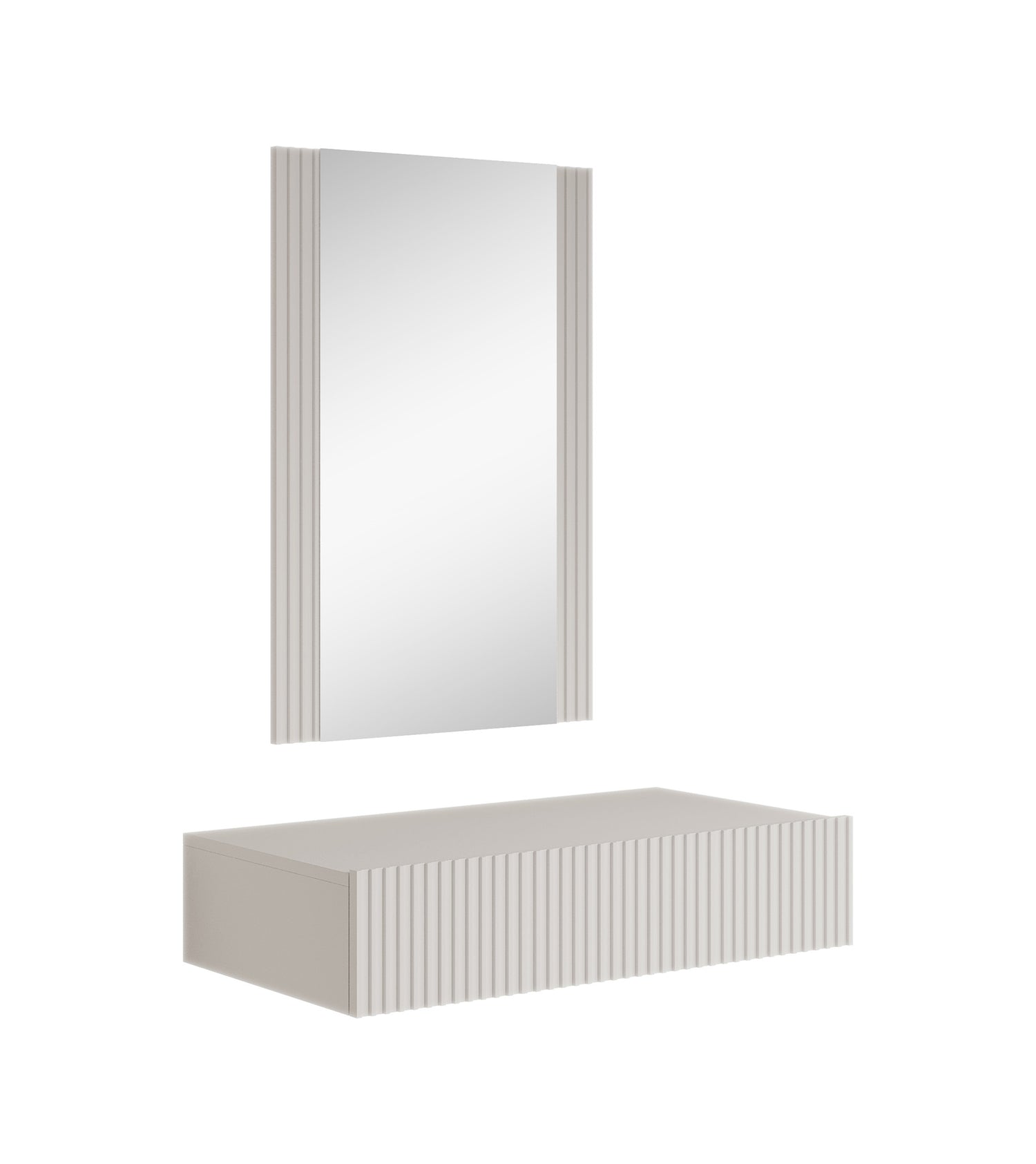 Meubella Kaptafel Palamos - Wit - 80 cm - Met spiegel