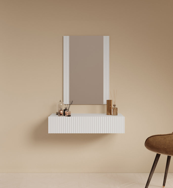 Meubella Kaptafel Palamos - Wit - 80 cm - Met spiegel