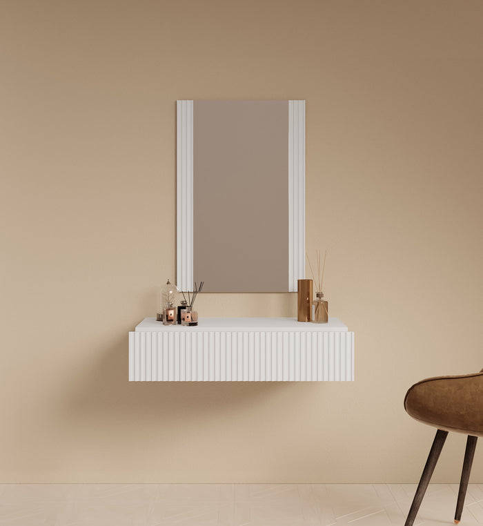 Meubella Kaptafel Palamos - Wit - 80 cm - Met spiegel