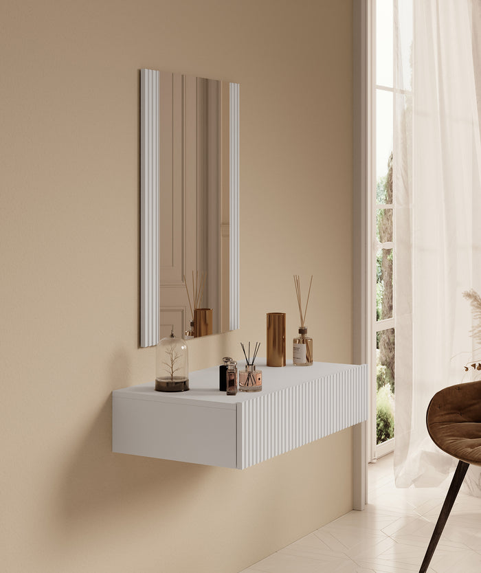 Meubella Kaptafel Palamos - Wit - 80 cm - Met spiegel