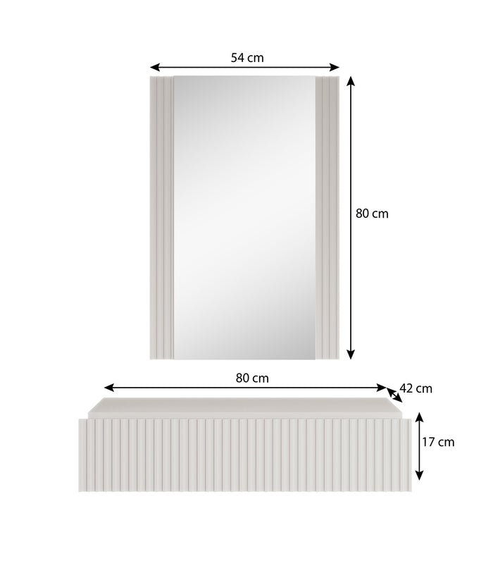 Meubella Kaptafel Palamos - Wit - 80 cm - Met spiegel