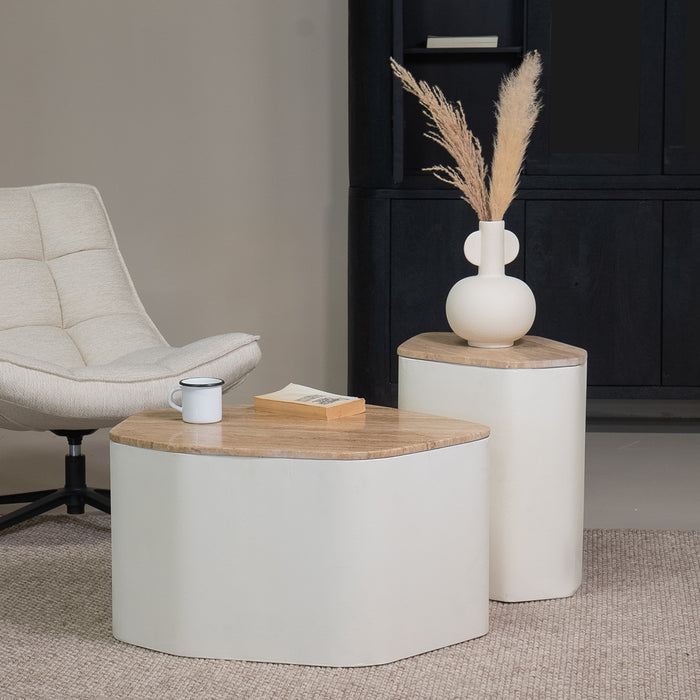 Giga Meubel - Salontafel Organisch 76cm - Beige Travertin - Cersei