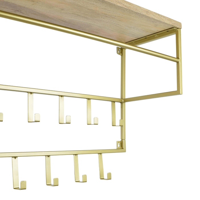 LOFT42 Petri Kapstok - 15 haken - Metaal - Goud - 100x57x30