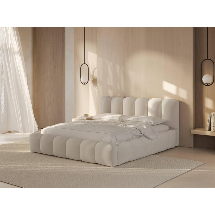 Micadoni Lupine Bedframe met Opbergruimte 140 x 200 cm - Lichtbeige