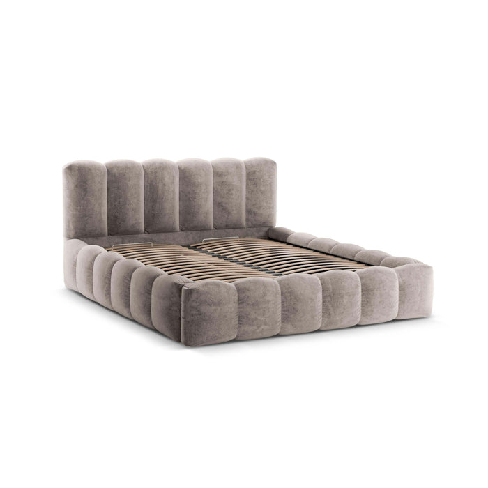 Micadoni Lupine Bedframe met Opbergruimte 200 x 200 cm - Chenille - Cappuccino