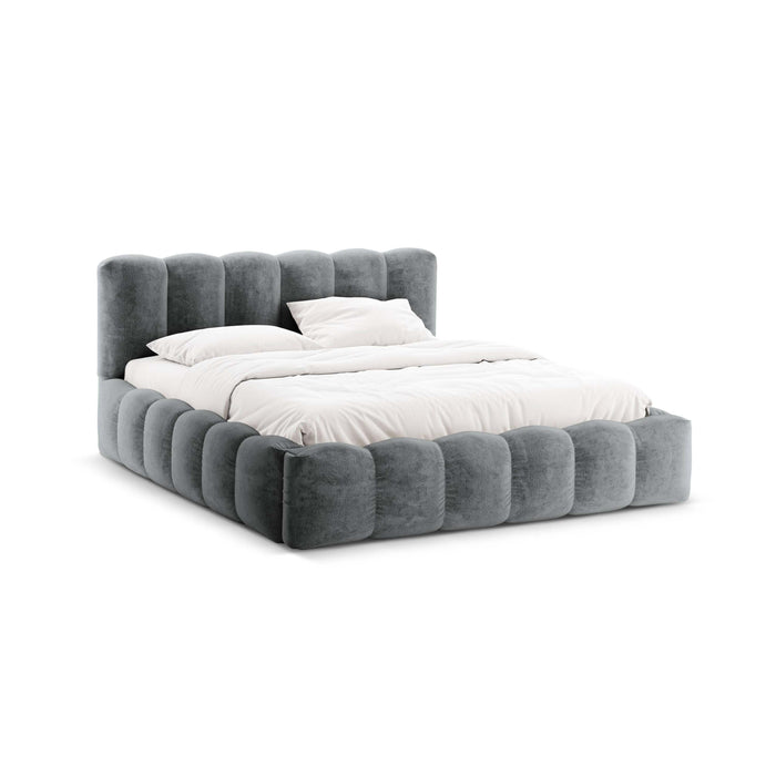Micadoni Lupine Bedframe met Opbergruimte 160 x 200 cm - Chenille - Platina